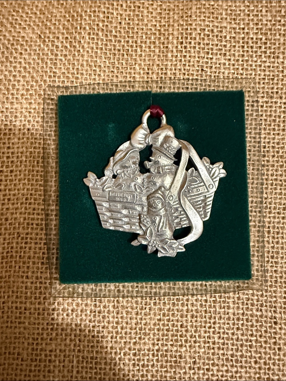 Longaberger 1993 vintage Bayberry Pewter Basket Ornament